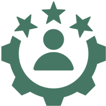 Person icon with stars and gear.