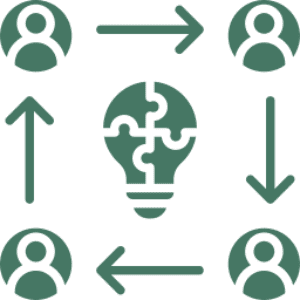 Puzzle lightbulb surrounded by four arrows.