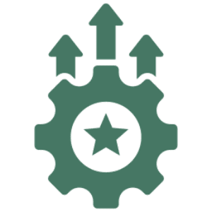 Gear with arrows and star inside.